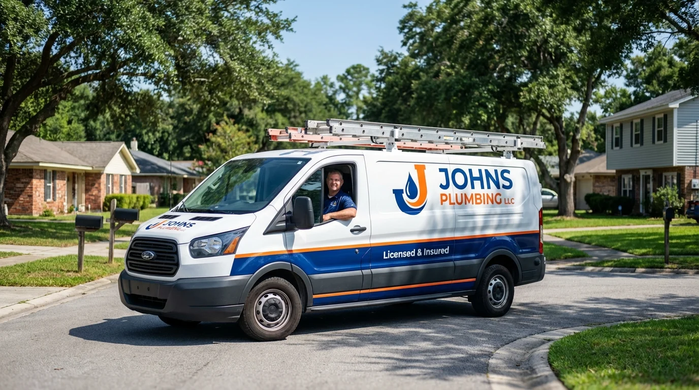Johns Plumbing LLC service van in Westford, MA