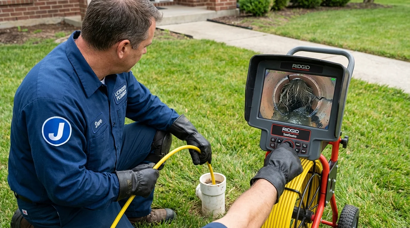 Sewer camera inspection being performed by Johns Plumbing LLC in Westford